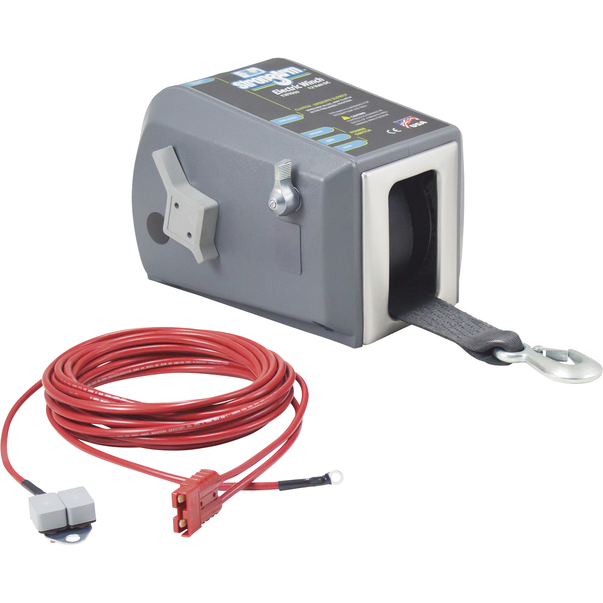 Dutton-Lainson StrongArm 12 Volt DC Powered Electric Marine Winch, 3000-Lb., Polyester Strap, Model# TW9000